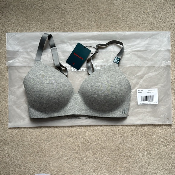 Tommy John Heather Grey Cool Cotton Lightly Lined Wireless Bra Size 34D - Picture 2 of 6